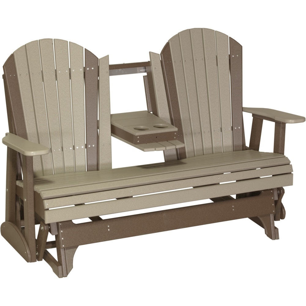 LuxCraft 5' Adirondack Glider (5APG) - 5APGWWCBR 5' Adirondack Poly Glider (Weatherwood & Chestnut Brown)