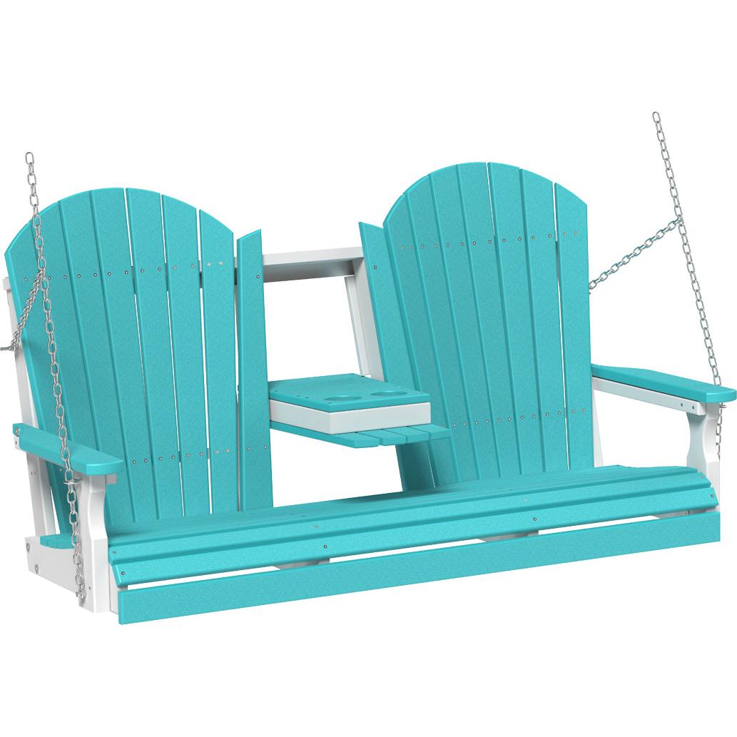 LuxCraft 5-Foot Poly Adirondack Swing with Center Console