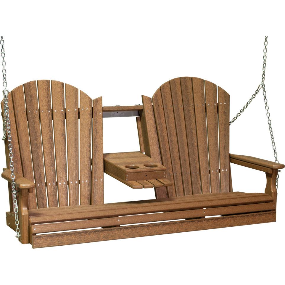 LuxCraft 5-Foot Poly Adirondack Swing with Center Console