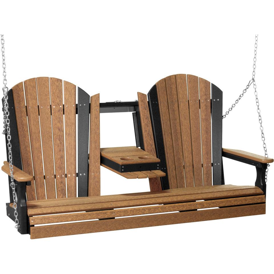 LuxCraft 5-Foot Poly Adirondack Swing with Center Console
