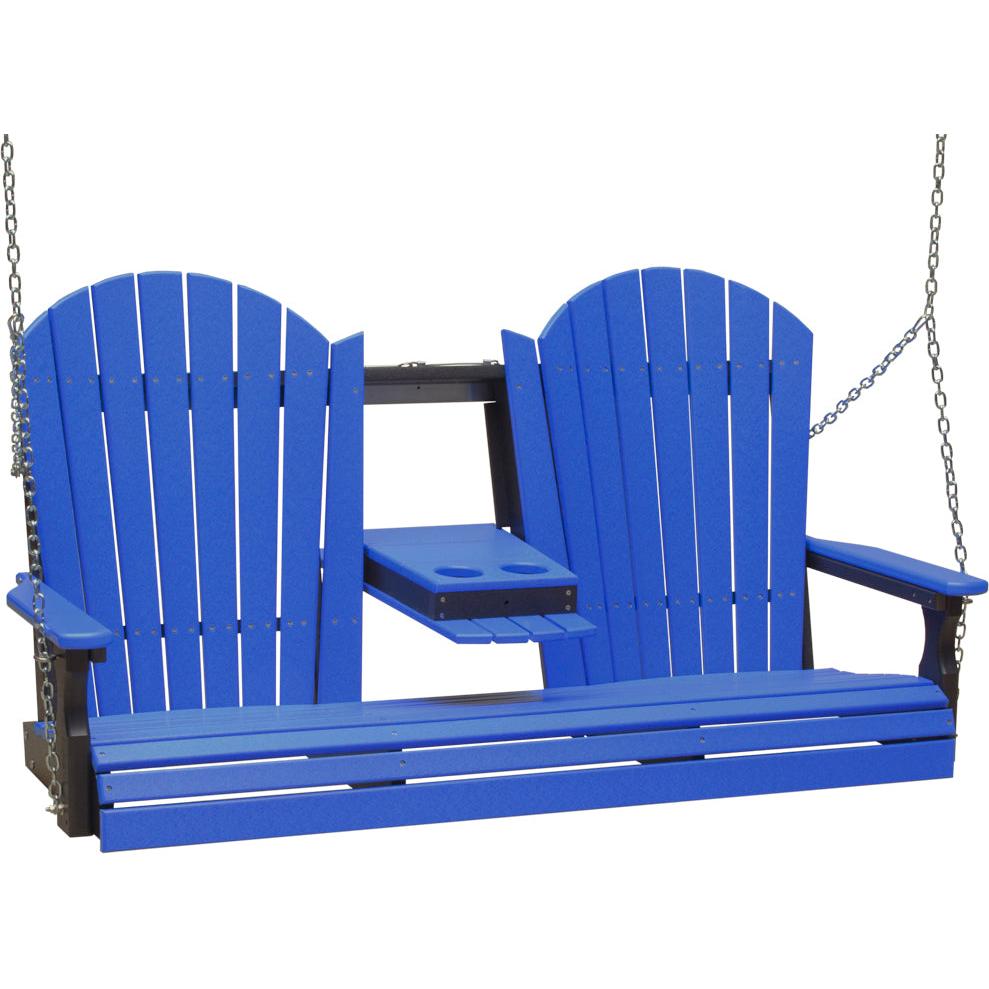 LuxCraft 5-Foot Poly Adirondack Swing with Center Console