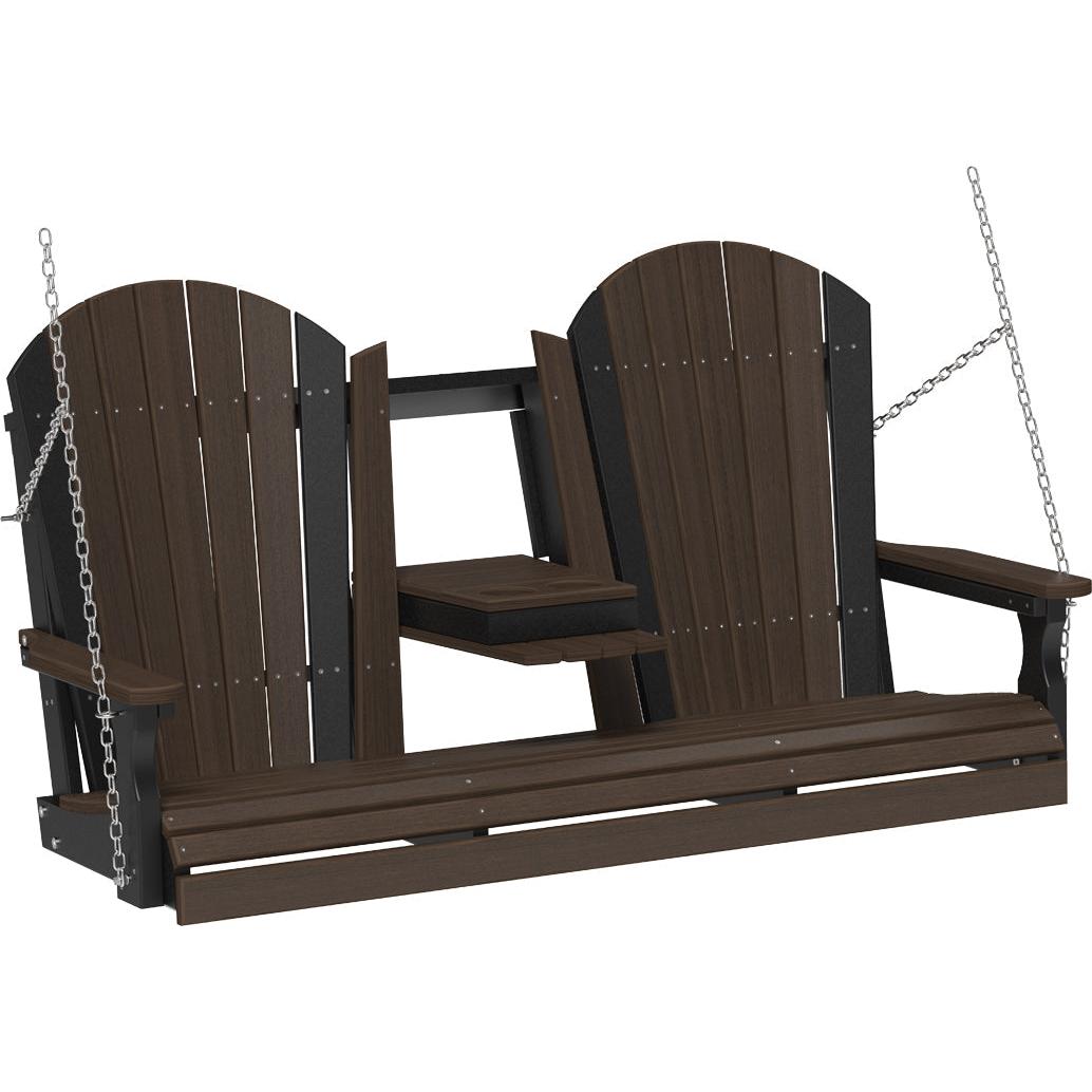 LuxCraft 5-Foot Poly Adirondack Swing with Center Console