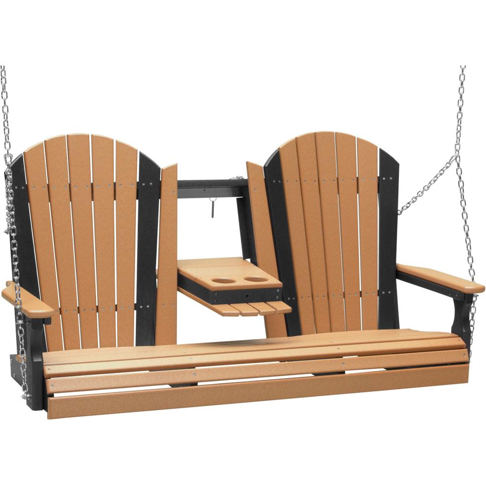 LuxCraft 5-Foot Poly Adirondack Swing with Center Console
