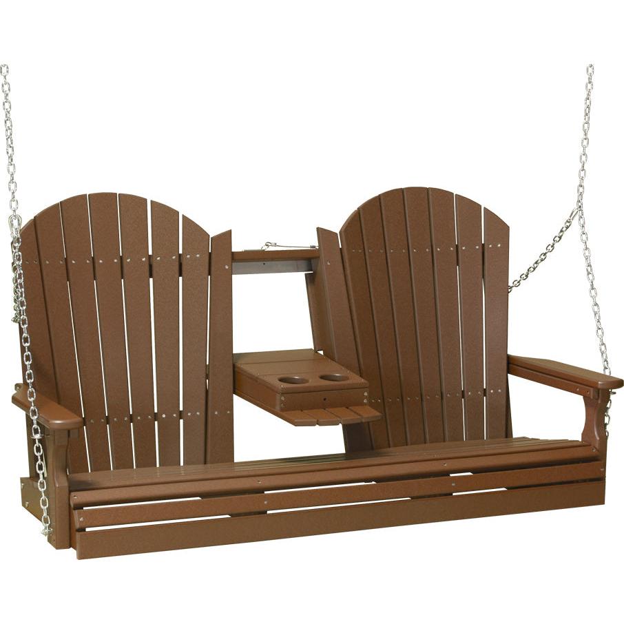 LuxCraft 5-Foot Poly Adirondack Swing with Center Console