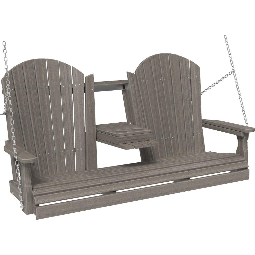 LuxCraft 5-Foot Poly Adirondack Swing with Center Console