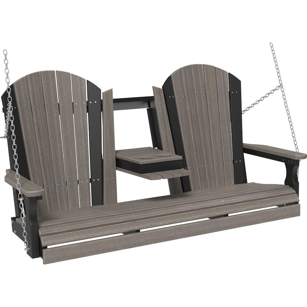 LuxCraft 5-Foot Poly Adirondack Swing with Center Console