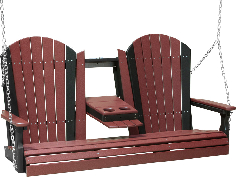 LuxCraft 5-Foot Poly Adirondack Swing with Center Console