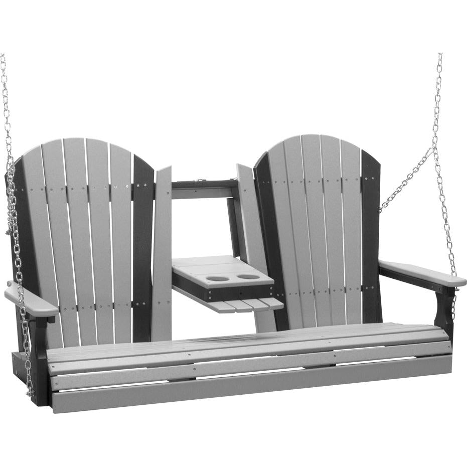 LuxCraft 5-Foot Poly Adirondack Swing with Center Console