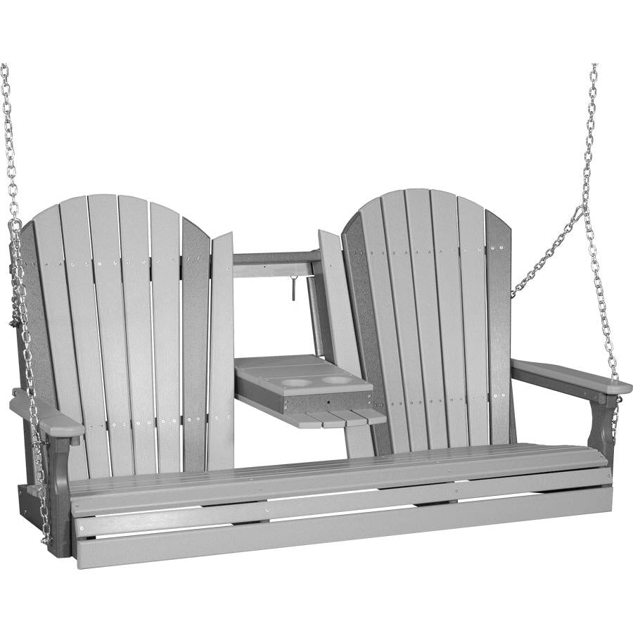 LuxCraft 5-Foot Poly Adirondack Swing with Center Console