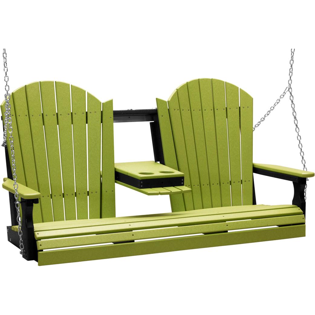 LuxCraft 5-Foot Poly Adirondack Swing with Center Console