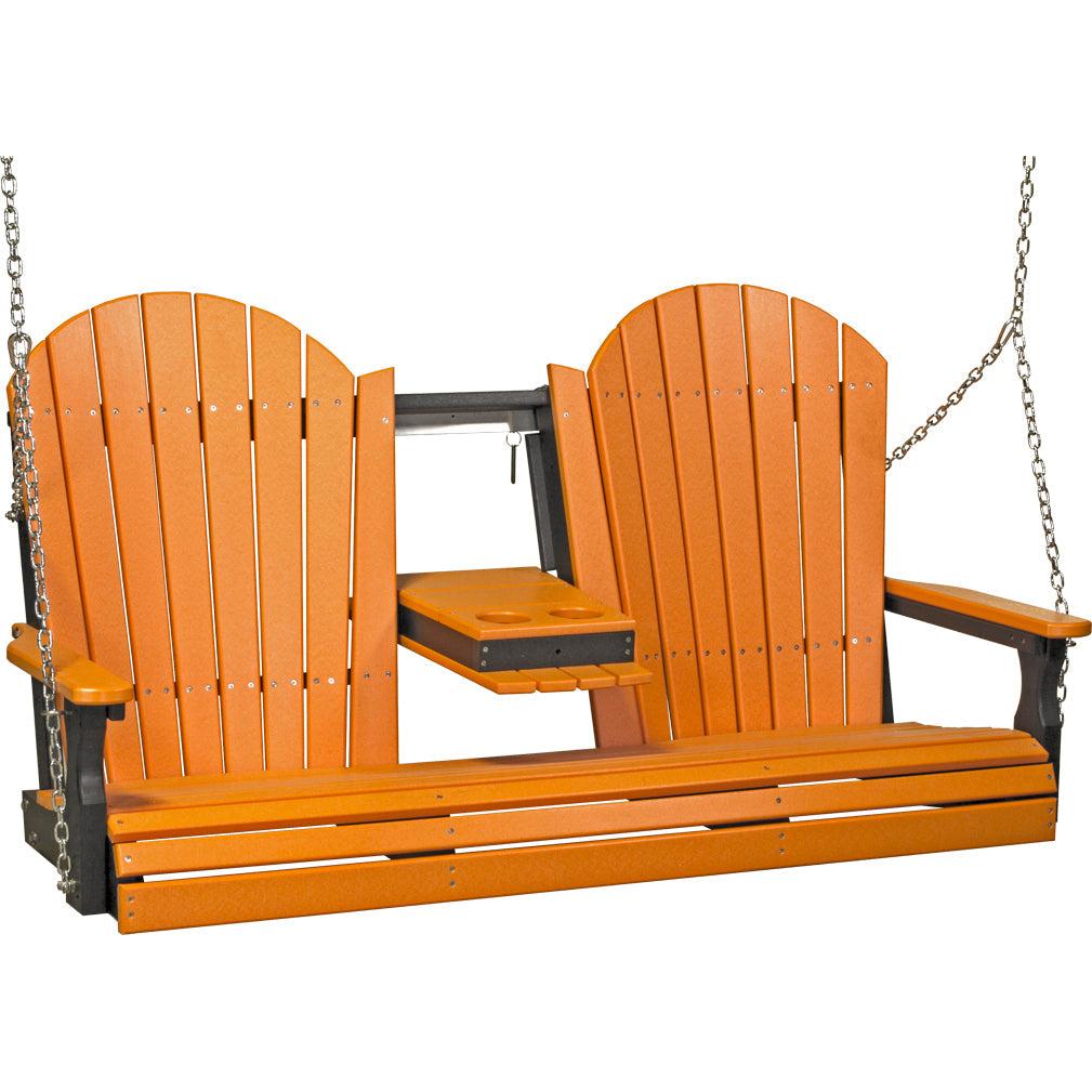 LuxCraft 5-Foot Poly Adirondack Swing with Center Console
