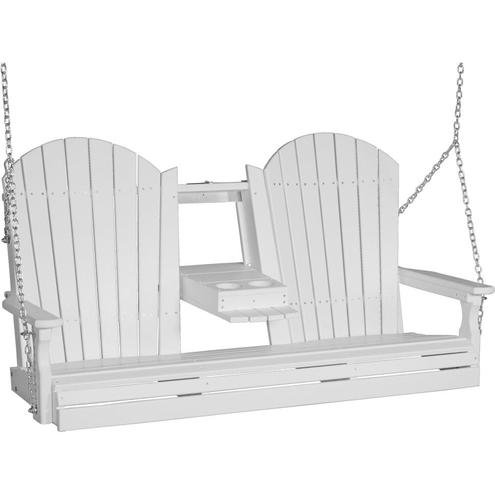 LuxCraft 5-Foot Poly Adirondack Swing with Center Console