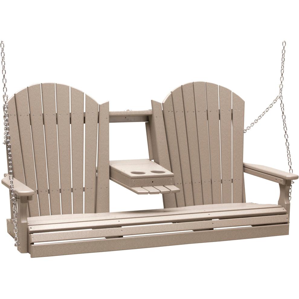 LuxCraft 5-Foot Poly Adirondack Swing with Center Console