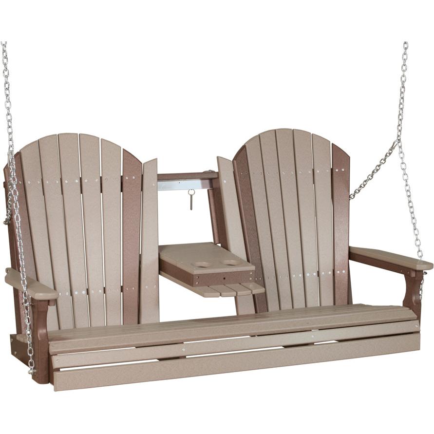 LuxCraft 5-Foot Poly Adirondack Swing with Center Console