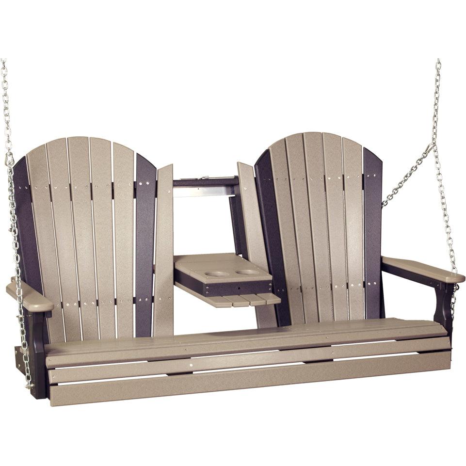 LuxCraft 5-Foot Poly Adirondack Swing with Center Console