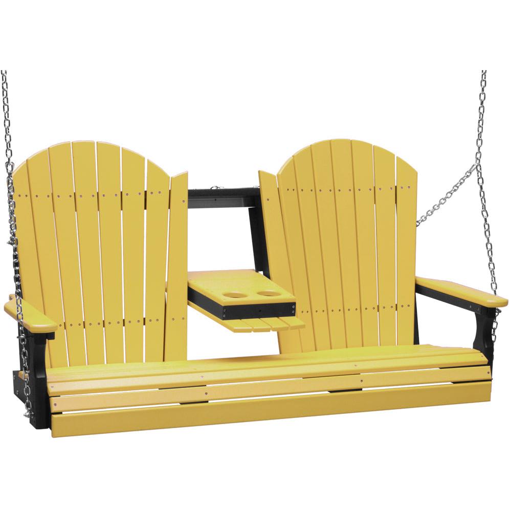 LuxCraft 5-Foot Poly Adirondack Swing with Center Console