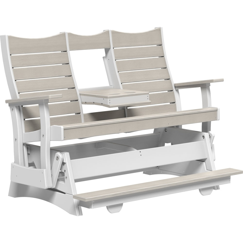 LuxCraft 5' Contour Balcony Glider (5COPBAG) - 5COPBAGBIW 5' Contour Poly Balcony Glider (Birch & White)