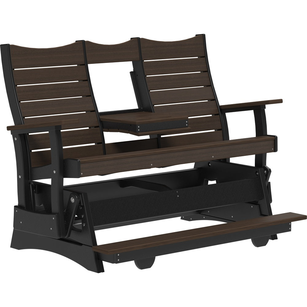 LuxCraft 5' Contour Balcony Glider (5COPBAG) - 5COPBAGBZWB 5' Contour Poly Balcony Glider (Brazilian Walnut & Black)