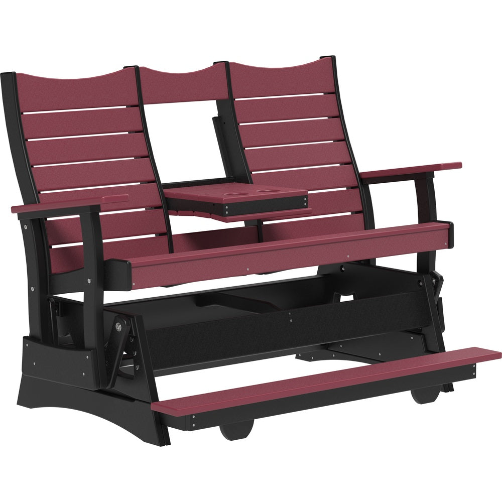 LuxCraft 5' Contour Balcony Glider (5COPBAG) - 5COPBAGCHB 5' Contour Poly Balcony Glider (Cherrywood & Black)