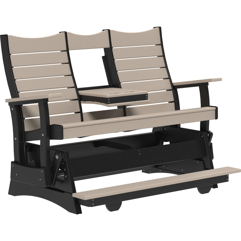 LuxCraft 5' Contour Balcony Glider (5COPBAG) - 5COPBAGWWB 5' Contour Poly Balcony Glider (Weatherwood & Black)