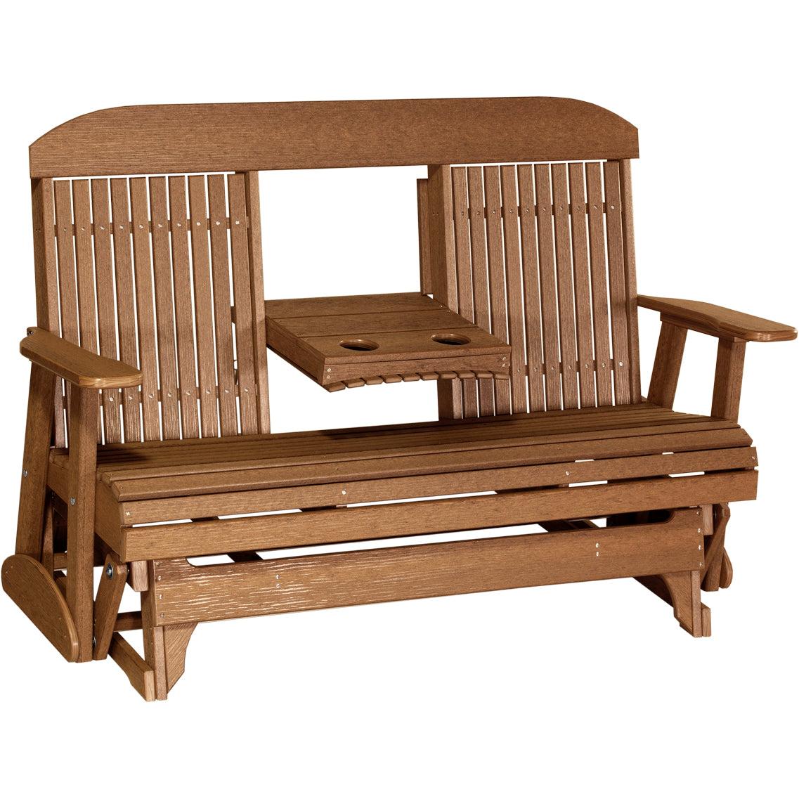 LuxCraft 5' Classic Highback Poly Glider Outdoor Bench