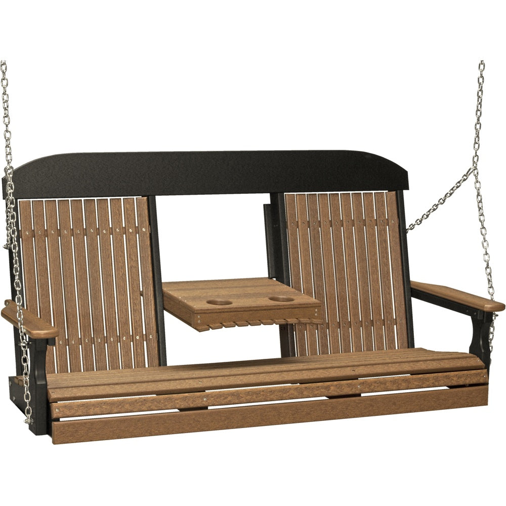 LuxCraft 5' Classic Swing (5CPS) - 5CPSAMB 5' Classic Poly Swing (Antique Mahogany & Black)