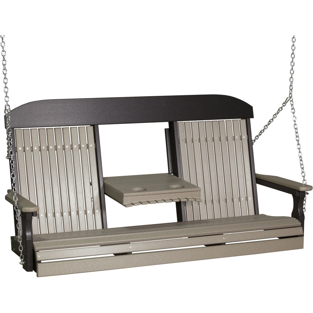 LuxCraft 5' Classic Swing (5CPS) - 5CPSWWB 5' Classic Poly Swing (Weatherwood & Black)