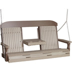 LuxCraft 5' Classic Swing (5CPS) - 5CPSWWCBR 5' Classic Poly Swing (Weatherwood & Chestnut Brown)