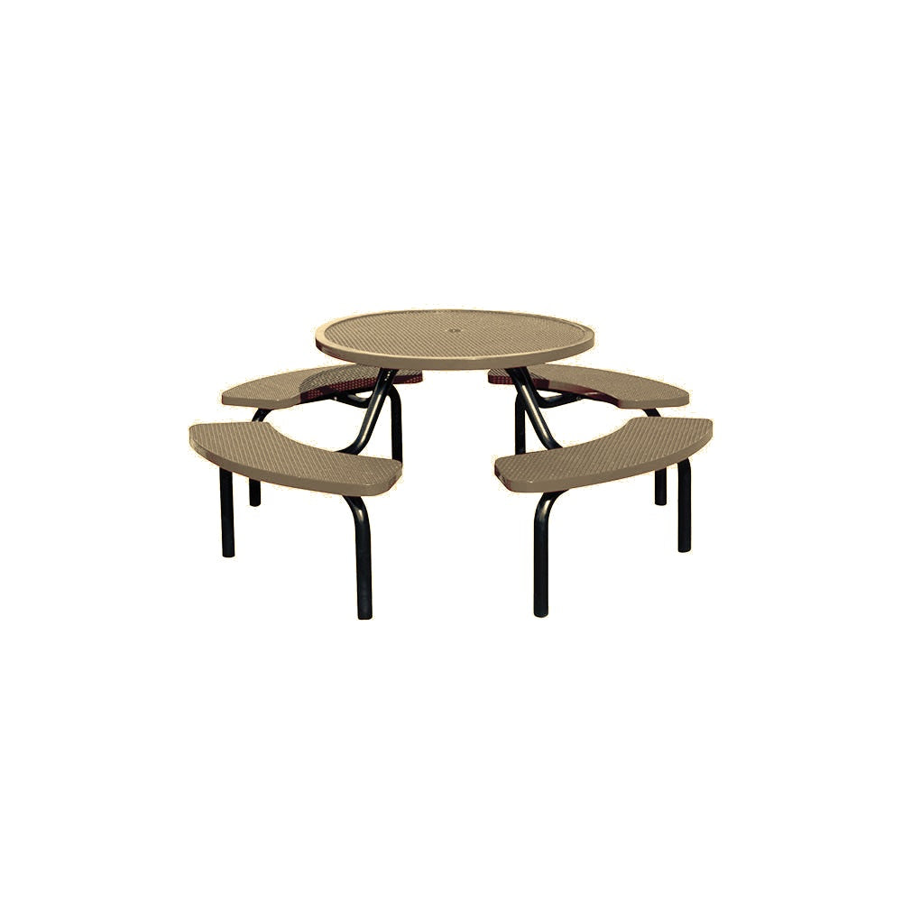 MF1023 Round Modular 4-Bench Table — Metal Powder Coat — 7 Sand — digitally rendered color preview