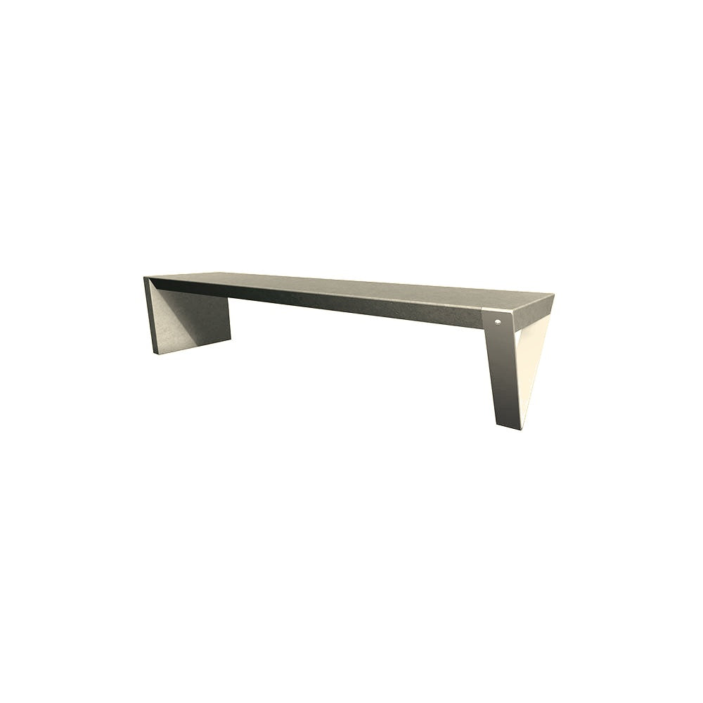 WS312 Floating Concrete Bench with Stainless Prop — Acid Wash — A20 White — digitally rendered color preview