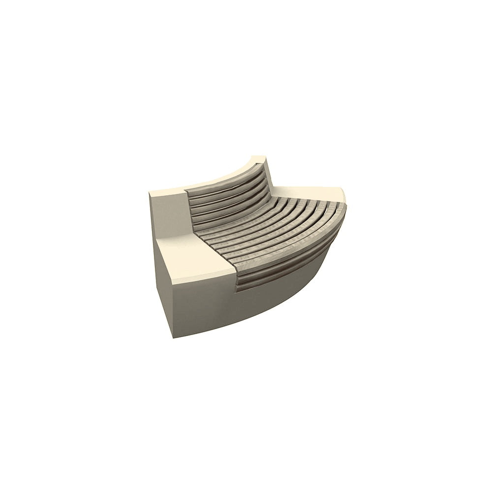 ZB.WL.32 Large Curved Concrete Bench With Seat — Acid Wash — A20 White — digitally rendered color preview