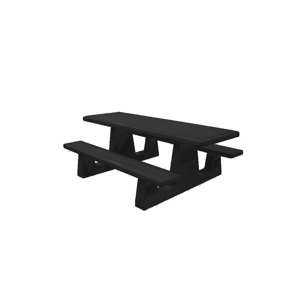 TF3212 Wheelchair Accessible Concrete Table Set — Standard Ground & Polish Top & Bench - Acid Wash Gray Legs — G38 Night — digitally rendered color preview