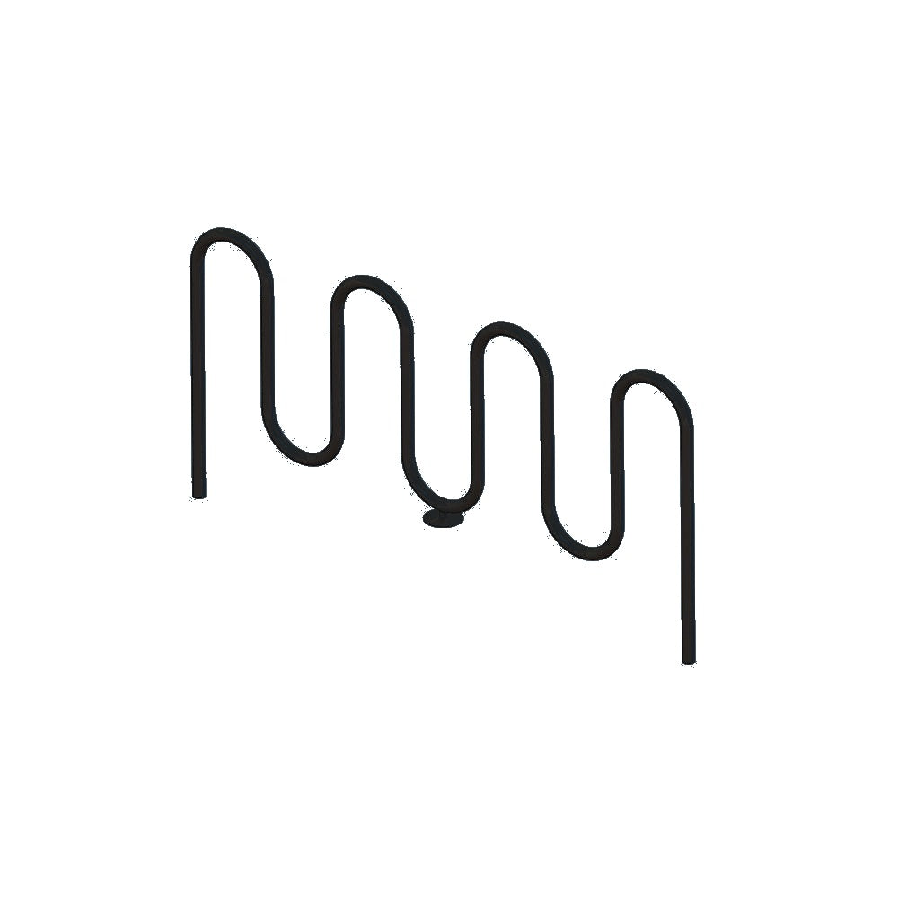 MF9013 Inground Mount 7 Loop Bike Rack — Metal Powder Coat — 126 Charcoal — digitally rendered color preview