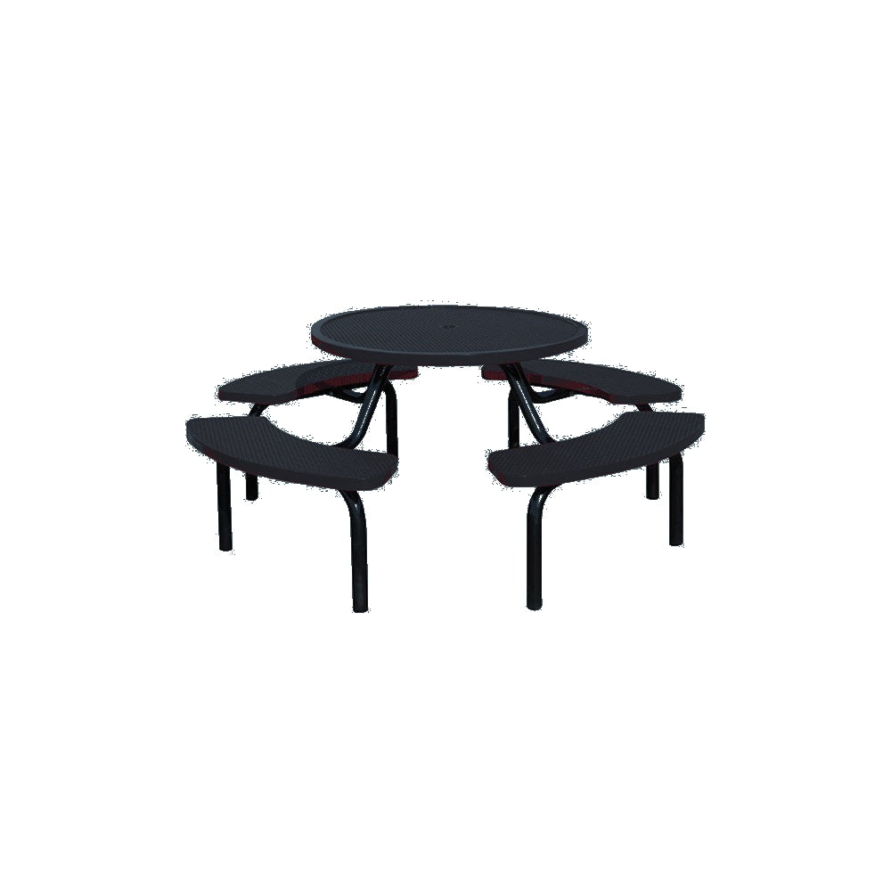 MF1023 Round Modular 4-Bench Table — Metal Powder Coat — 126 Charcoal — digitally rendered color preview