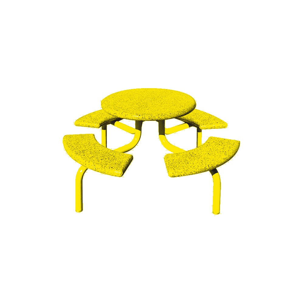 TF3138 4-Seat Round Concrete Table Set with Metal Legs — Metal Powder Coat — S1 Yellow — digitally rendered color preview
