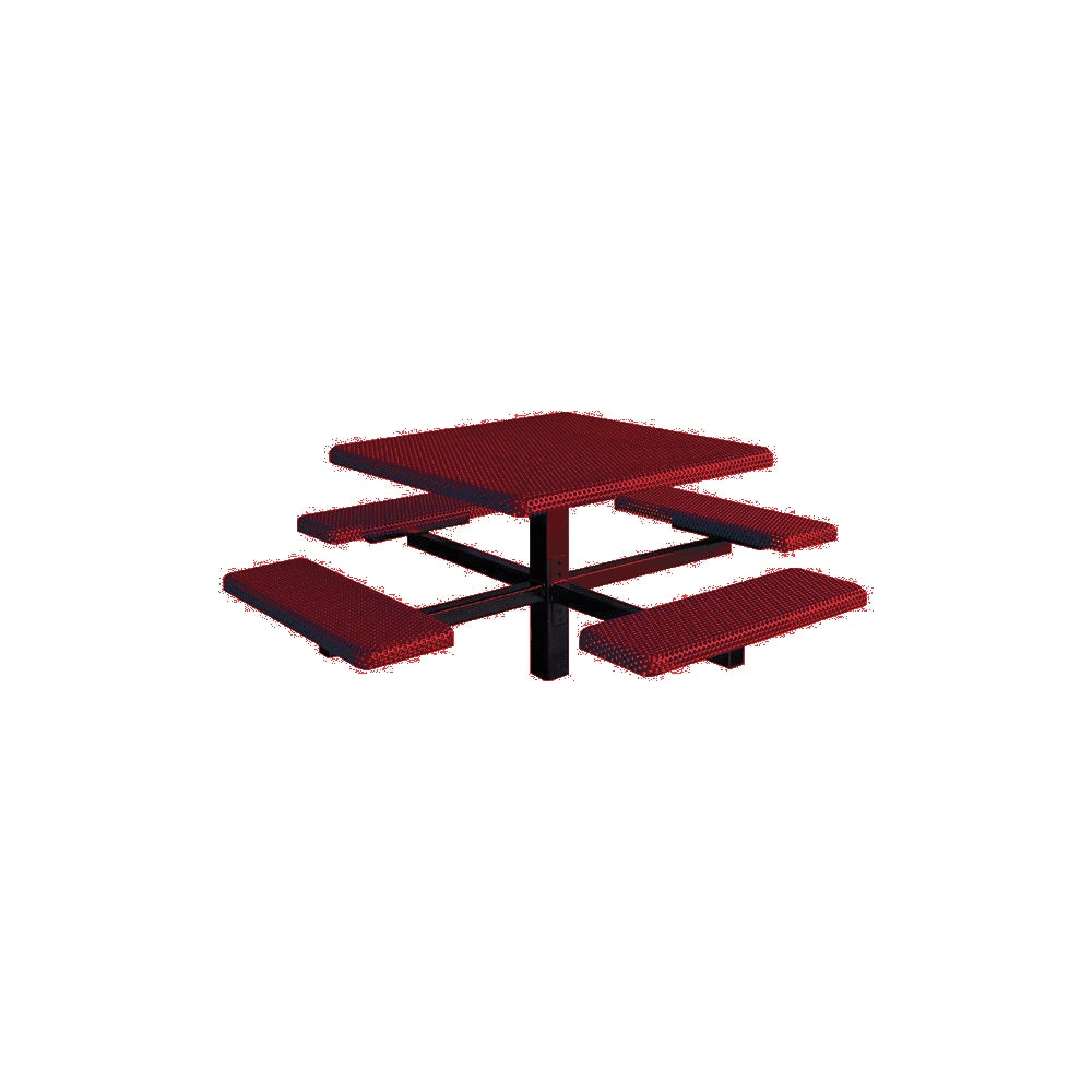 MF1060 Square 4-Bench Inground Mount Table — Metal Powder Coat — 2 Red — digitally rendered color preview