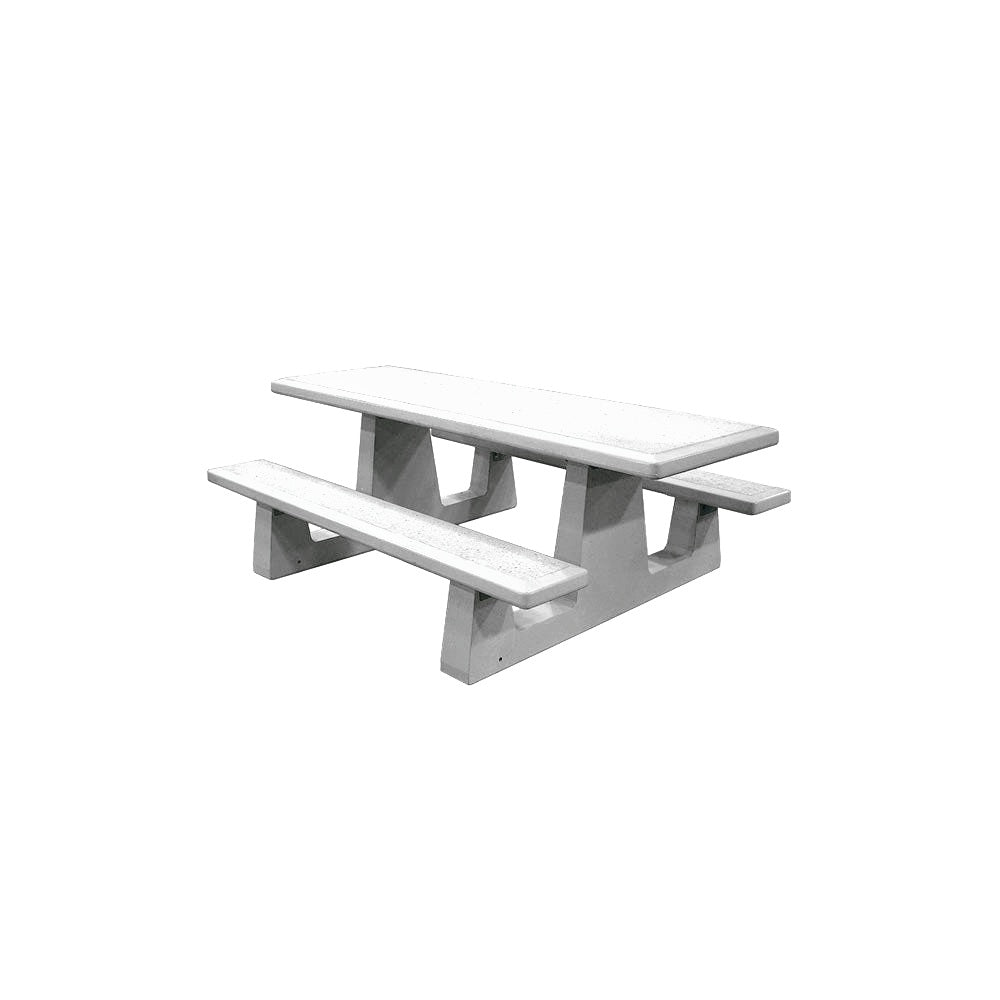TF3212 Wheelchair Accessible Concrete Table Set — Standard Ground & Polish Top & Bench - Acid Wash Gray Legs — G30 Star — digitally rendered color preview