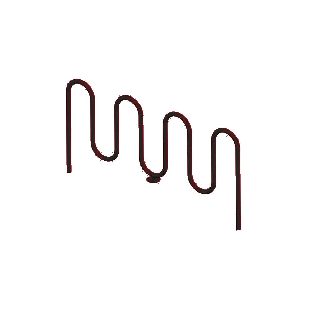 MF9013 Inground Mount 7 Loop Bike Rack — Metal Powder Coat — 2 Red — digitally rendered color preview