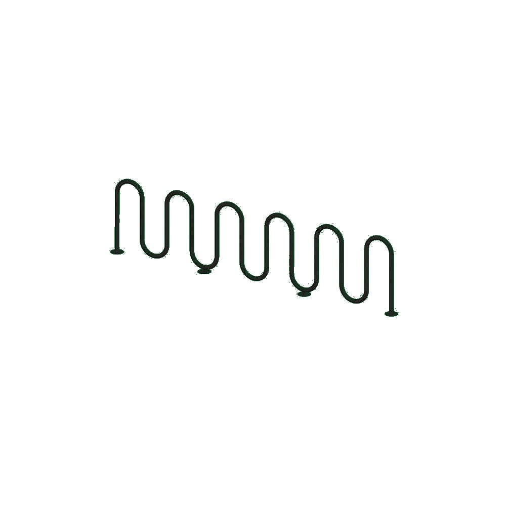 MF9030 Surface Mount 11 Loop Bike Rack — Metal Powder Coat — 69 Emerald — digitally rendered color preview