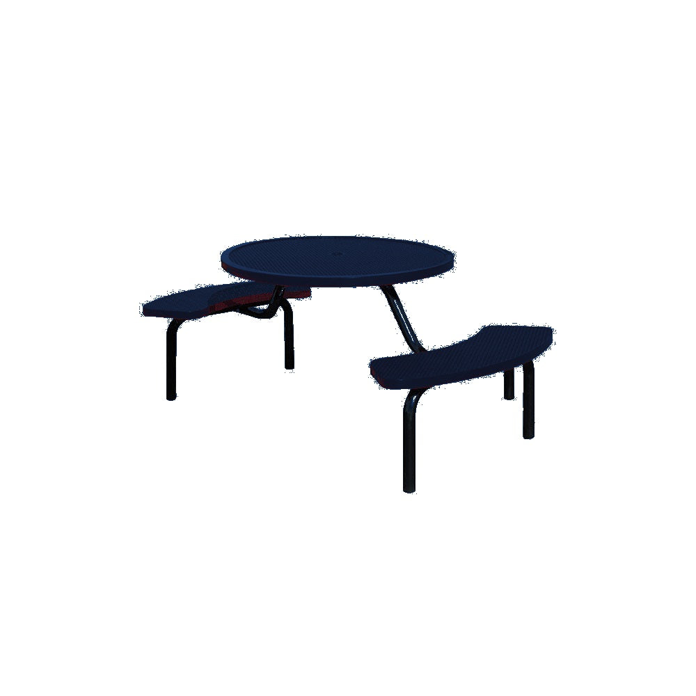 MF1025 Round Modular 2-Bench ADA Table — Metal Powder Coat — S48 Cobalt Blue — digitally rendered color preview