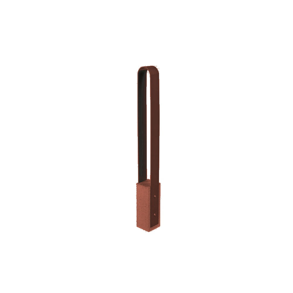 DF6510 Collaboration Vault Bike Bollard - Short/Rounded — Weatherstone — W24 Brick Red — digitally rendered color preview
