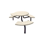 TF3139 3-Seat Round Concrete ADA Compliant Table Set with Metal Legs — Premium Ground & Polished — G20 White — digitally rendered color preview