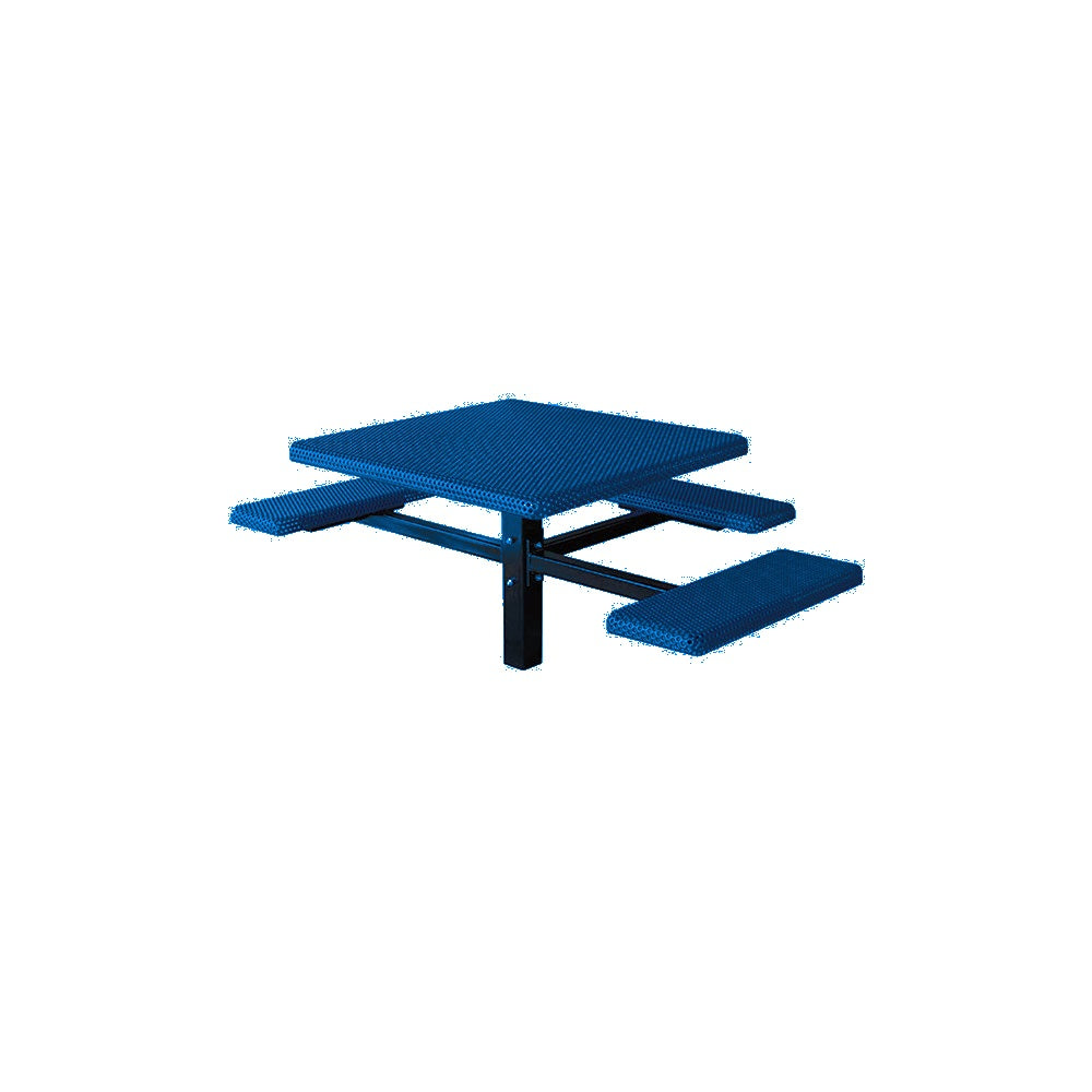 MF1061 Square 3-Bench Inground Mount ADA Compliant Table — Metal Powder Coat — S7 Sky Blue — digitally rendered color preview