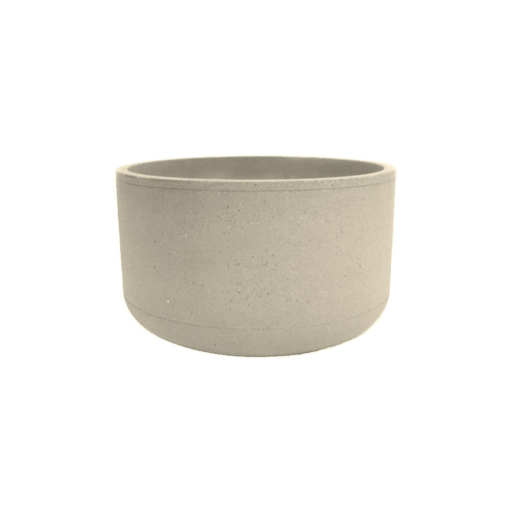 TF4120 Form Round Concrete Planter — Acid Wash — A20 White — digitally rendered color preview