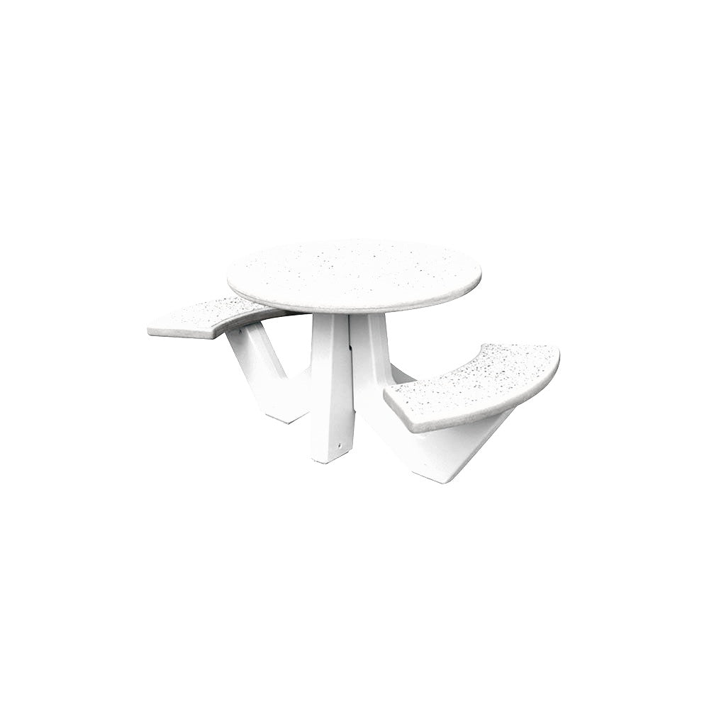 TF3110 2-Seat Round Concrete Table Set — Standard Ground & Polish Top & Bench - Acid Wash Gray Legs — G30 Star — digitally rendered color preview