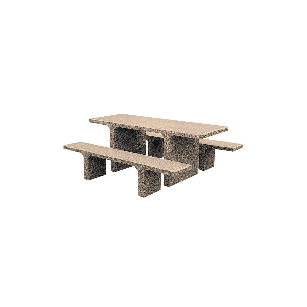 TF3225 Concrete Picnic Table Set — Premium Ground & Polished — G21 Buff — digitally rendered color preview