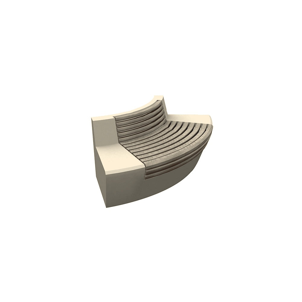 ZB.WL.32 Large Curved Concrete Bench With Seat — Weatherstone — W20 White — digitally rendered color preview
