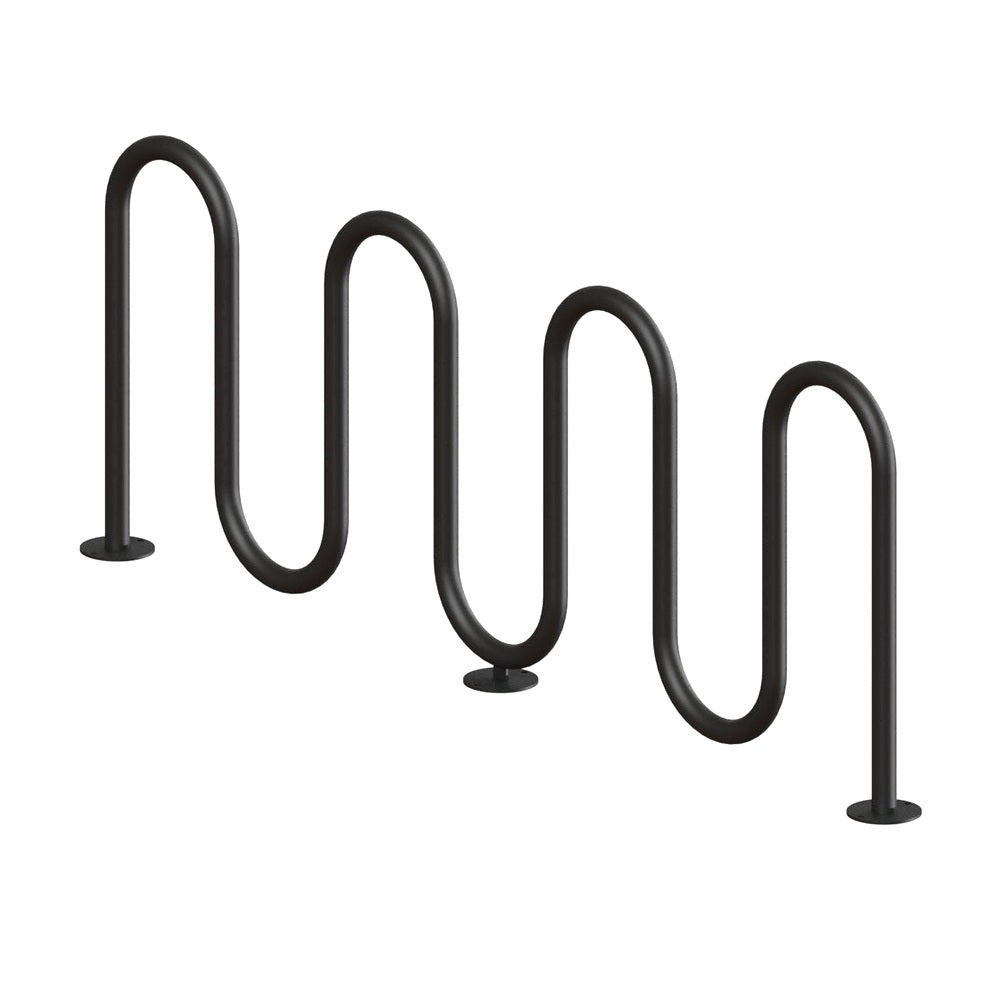 MF9011 Surface Mount 7 Loop Bike Rack — Metal Powder Coat — 72 Aluminum — digitally rendered color preview