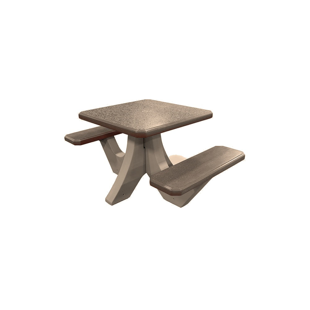 TF3115 2-Seat Square Concrete Table Set — Standard Ground & Polish Top & Bench - Acid Wash Sand Legs — G21 Buff — digitally rendered color preview