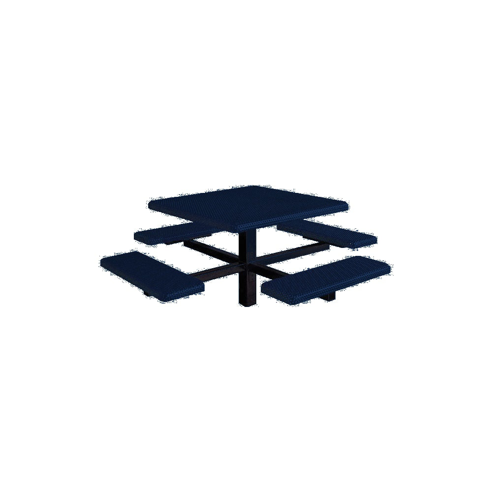 MF1060 Square 4-Bench Inground Mount Table — Metal Powder Coat — S48 Cobalt Blue — digitally rendered color preview